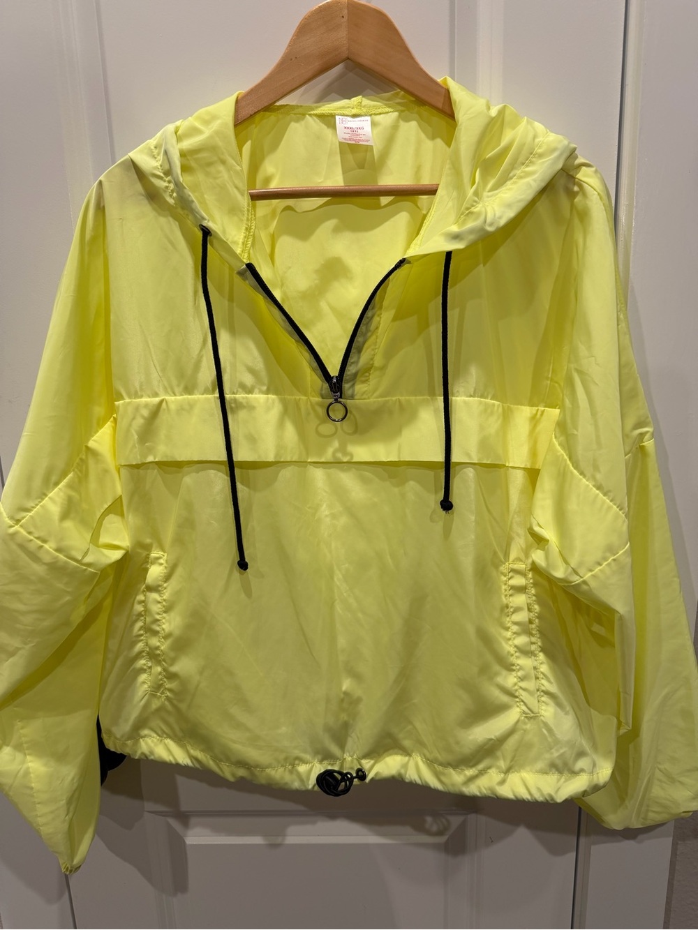 No Boundaries Neon Yellow Hooded Half-Zip Rain Jacket